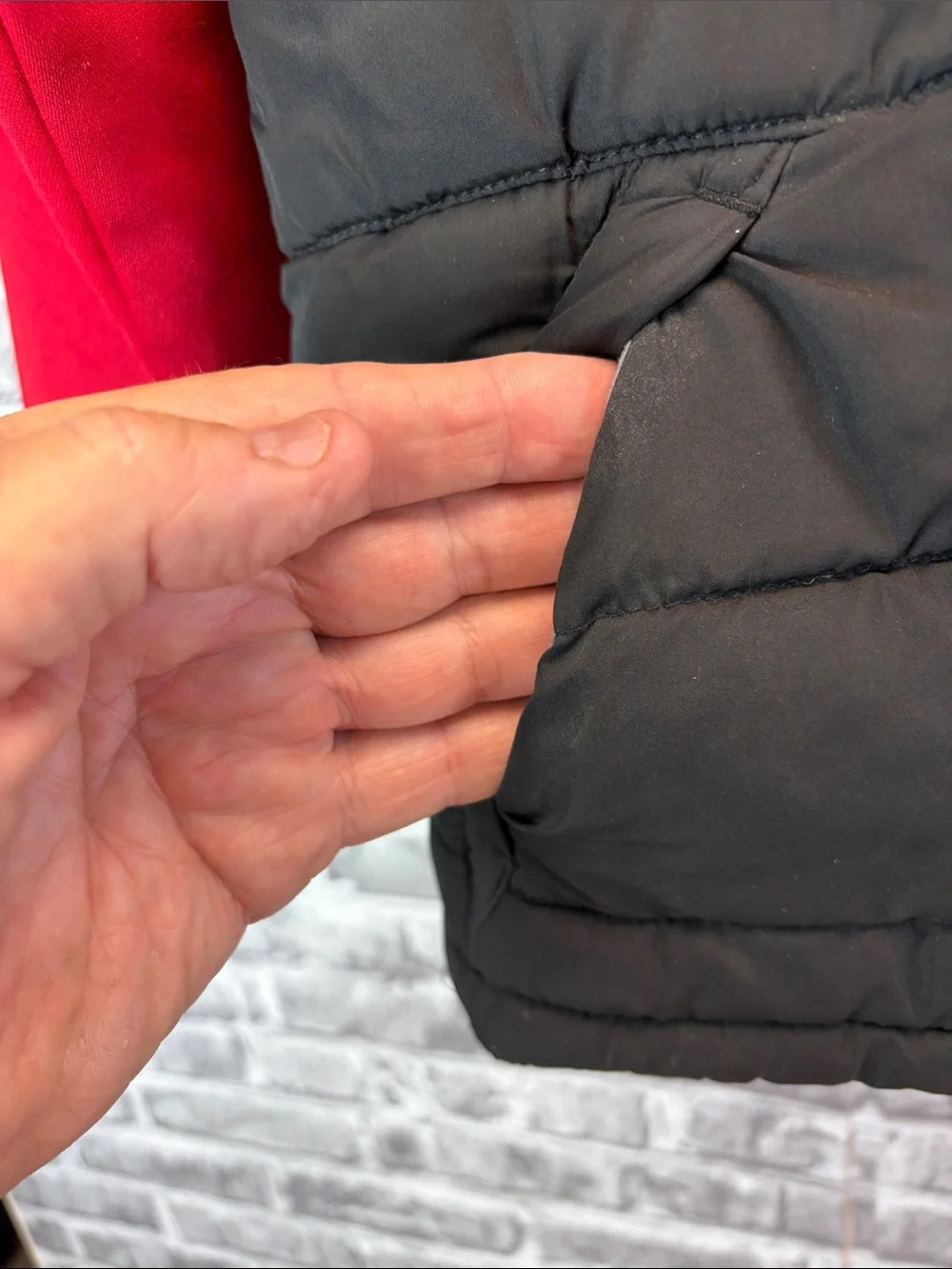 Nike Kids Red and Gray Hooded Puffer Coat